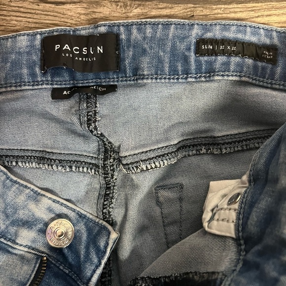 PacSun Men's Light Blue Straight Jeans - Picture 5 of 8